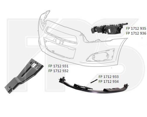 Кронштейн спойлера переднего бампера FPS FP1712933 цена, от 8.57 USD