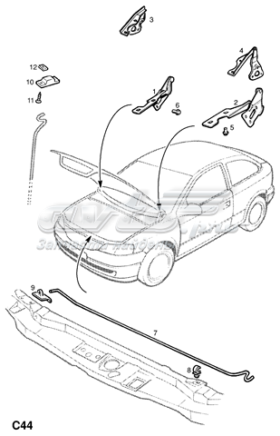  Упор капота Opel Zafira 