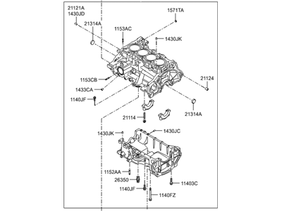 Блок цилиндров двигателя 211002B810 Hyundai/Kia