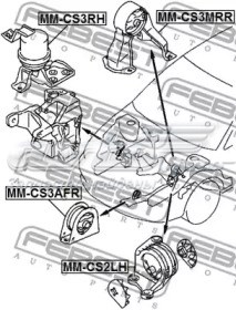 Левая подушка двигателя MMCS2LH Febest