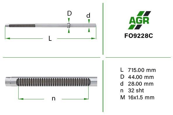 Вал (шток) рулевой рейки FO9228C AGR