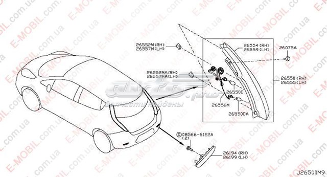 Левый отражатель заднего бампера Koito 3314207L цена, от 11.48 USD