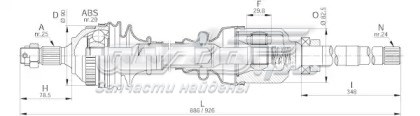 00003273A3 Peugeot/Citroen semieixo (acionador dianteiro direito)