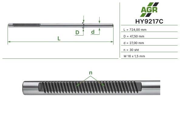 HY9217C AGR Вал (шток) рулевой рейки