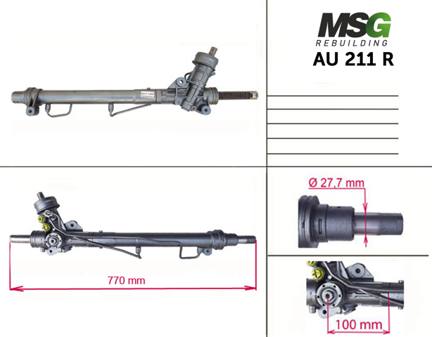 Реечный рулевой механизм MSG Rebuilding AU211R цена, от 232.41 USD