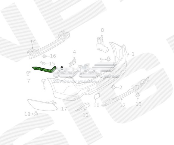 Consola direita do pára-choque traseiro para Subaru Forester (S14, SK)