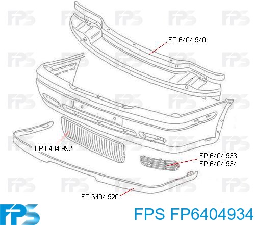 Решетка переднего бампера, правая FPS FP6404934 цена, от 6.01 USD