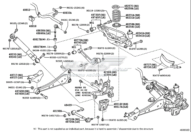 Braço oscilante (tração) longitudinal inferior esquerdo/direito de suspensão traseira para Toyota RAV4 (A4)