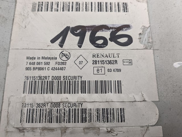 Магнитола (радио AM/FM) Renault (RVI) 281151362R цена, от 38.30 USD
