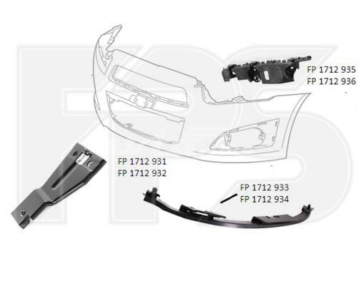 Кронштейн спойлера переднего бампера FPS FP1712933 цена, от 8.57 USD