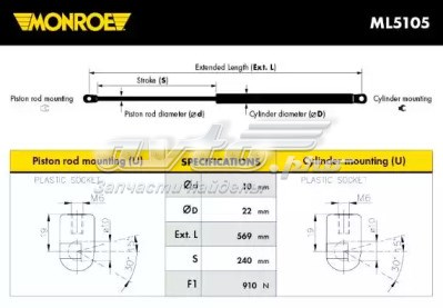 Амортизатор багажника 1181212000 JP Group