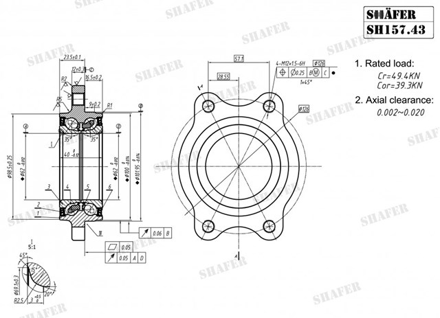 SH15743K Shafer Подшипник ступицы передней