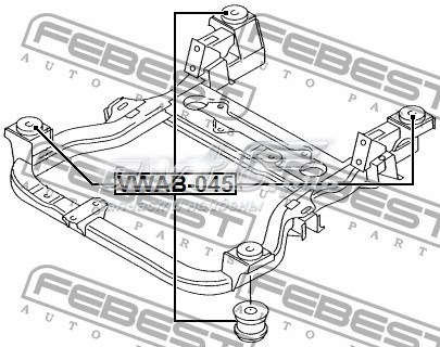 VWAB045 Febest bloco silencioso (coxim de viga dianteira (de plataforma veicular))