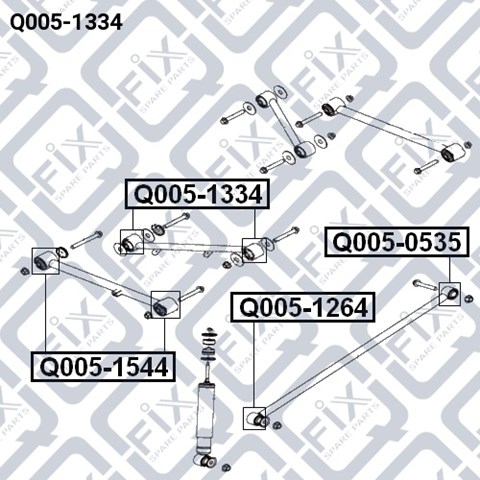 Сайлентблок заднего продольного верхнего рычага Q0051334 Q-fix