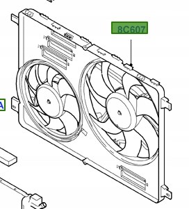 1731864 Ford difusor do radiador de esfriamento, montado com motor e roda de aletas