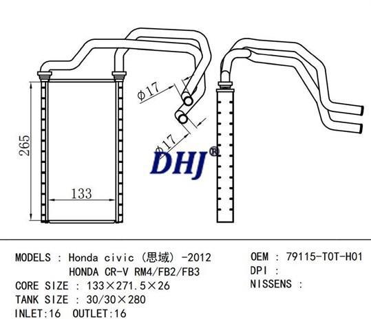 79115T0TH01 Honda Радиатор отопителя салона