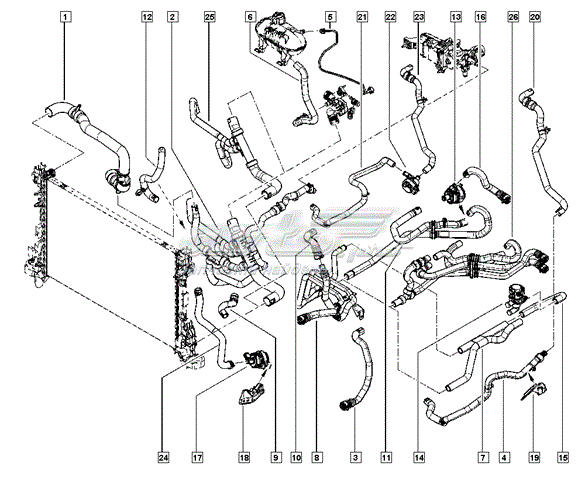 Шланг (патрубок) системы охлаждения Renault (RVI) 215010400R