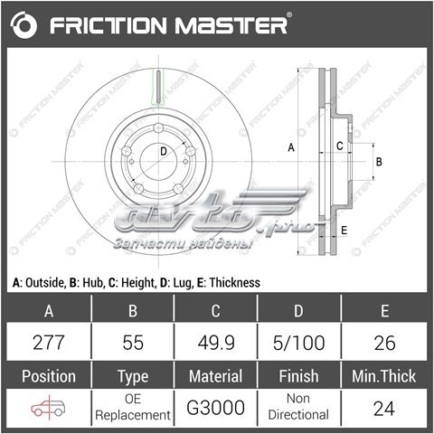 R1603 Friction Master Диск тормозной передний