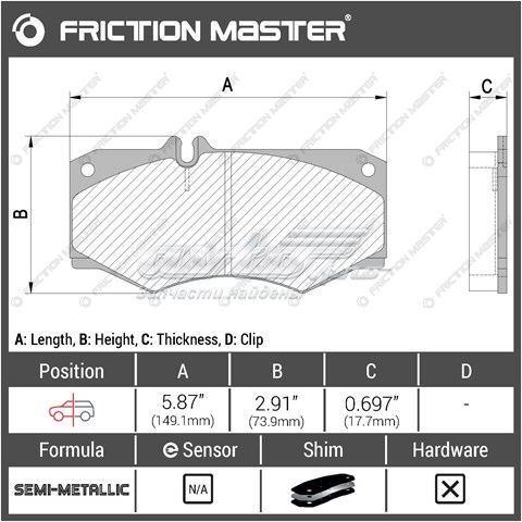 Задние тормозные колодки MKD928 Friction Master