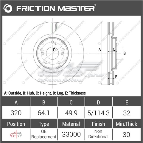 Тормоз дисковый передний Friction Master R1914 цена, от 63.25 USD