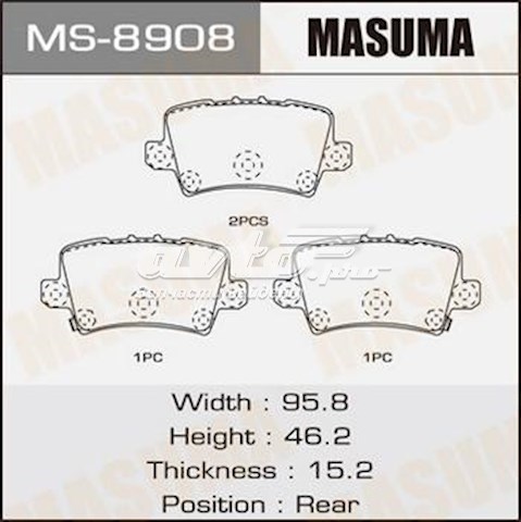Колодки тормозные задние дисковые Masuma MS8908