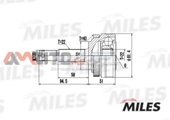 ШРУС наружный передний GA20364 Miles