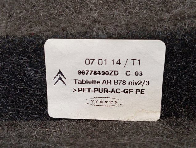Купить 96778490ZD Peugeot/Citroen Полка багажного отсека