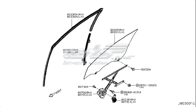 GS5033D302 FPS Стекло передней двери, правой