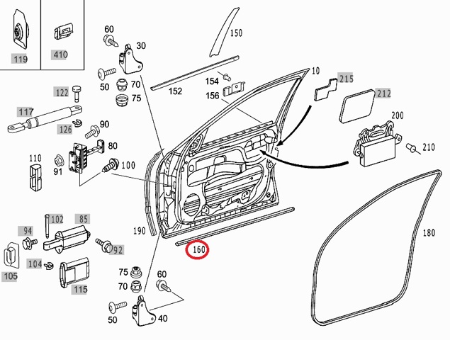  Молдинг двери передней левой нижний Mercedes S 