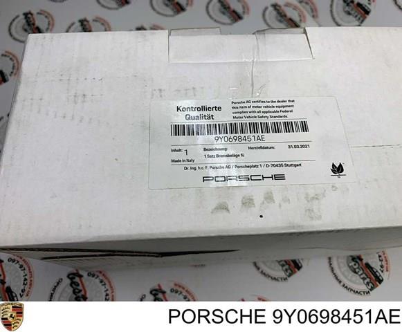 9Y0698451AE Porsche колодки тормозные задние дисковые