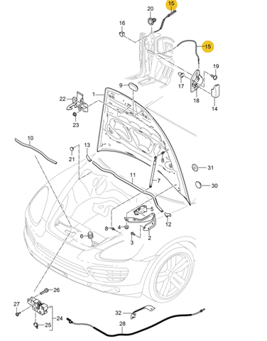 Трос открывания капота задний 95851153501 Porsche