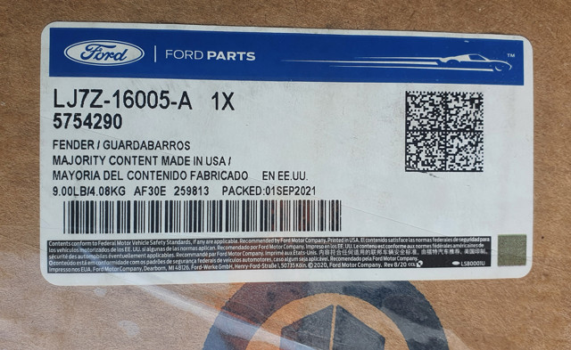 LJ7Z16005A Ford Переднее правое крыло