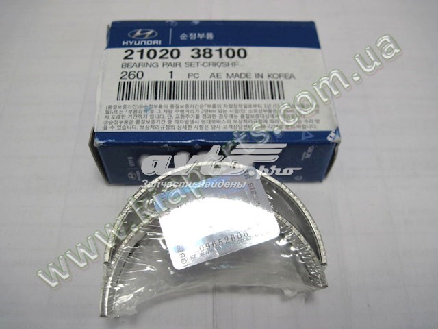 2102038100 Hyundai/Kia folhas inseridas principais de cambota, kit, 1ª reparação ( + 0,25)