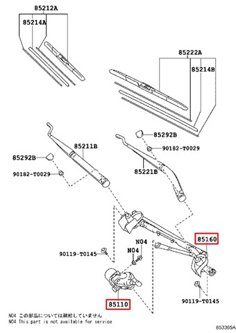 Trapézio de limpador pára-brisas Toyota Hilux  GUN12, GUN13