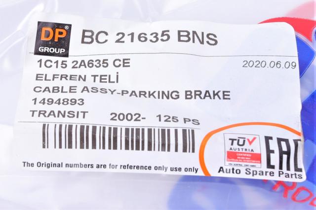 Задний правый трос ручника BC21635BNS DP Group
