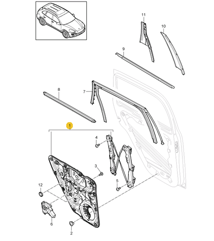  Механизм стеклоподъемника двери задней левой Porsche Cayenne 2