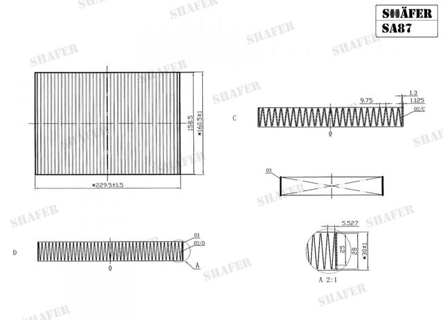 Фильтр воздушный отопителя Shafer SA87 цена, от 2.73 USD