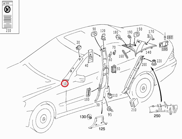  Обшивка стойки кузова внутренняя передняя правая Mercedes S 