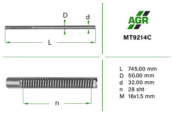 Вал (шток) рулевой рейки MT9214C AGR