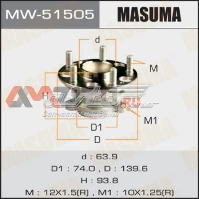 Ступицы задних колес Masuma MW51505 цена, от 61.17 USD