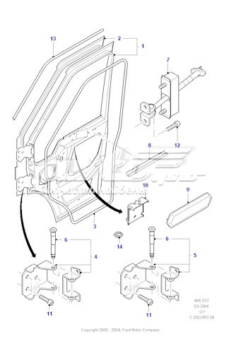 Дверь передняя правая YC15V20122BP Ford