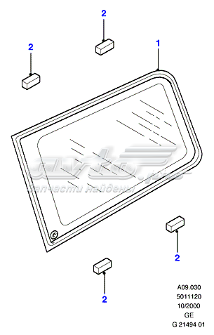 Vidro de carroçaria (da seção de bagagem) direito para Ford Mondeo (B5Y)