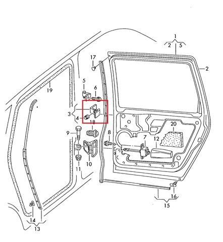 Gozno da porta traseira esquerda para Volkswagen Sharan (7M8, 7M9, 7M6)