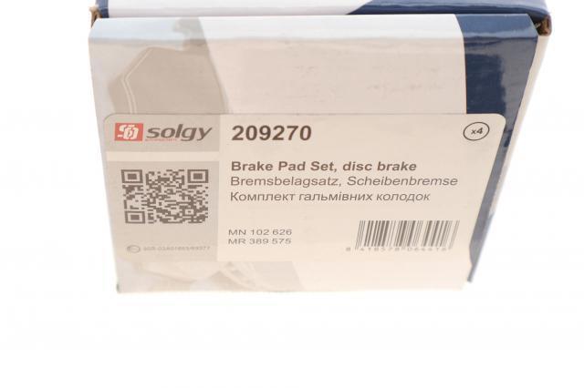 Колодки дисковые  Solgy 209270 цена, от 11.54 USD