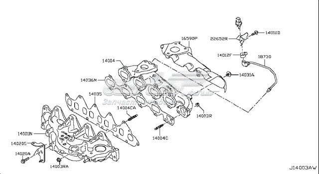 1873000QAB Nissan cano derivado de ventilação de cárter (de separador de óleo)