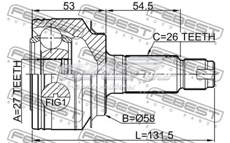 0310-GB3 Febest junta homocinética externa dianteira