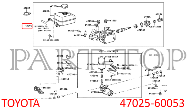 4702560053 Toyota cilindro mestre do freio