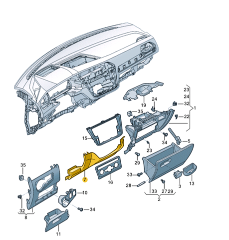Панель салона передняя "торпедо" VAG 5NN857005A82V цена, от 6.36 USD