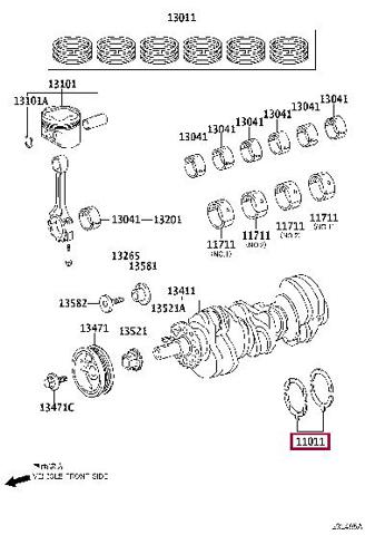 Kit de discos distanciador, cigüeñal, STD. 1101131040 TOYOTA