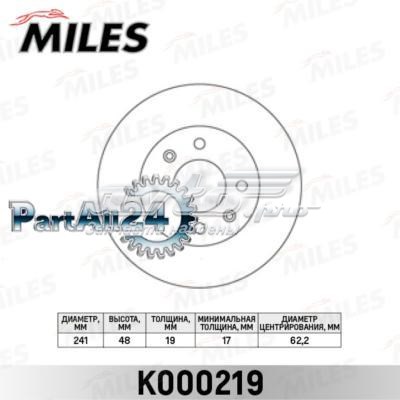 Передние тормозные диски K000219 Miles